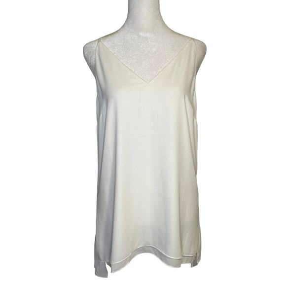 White House Black Market white double layer v-neck tank top size S NWT - Picture 1 of 11